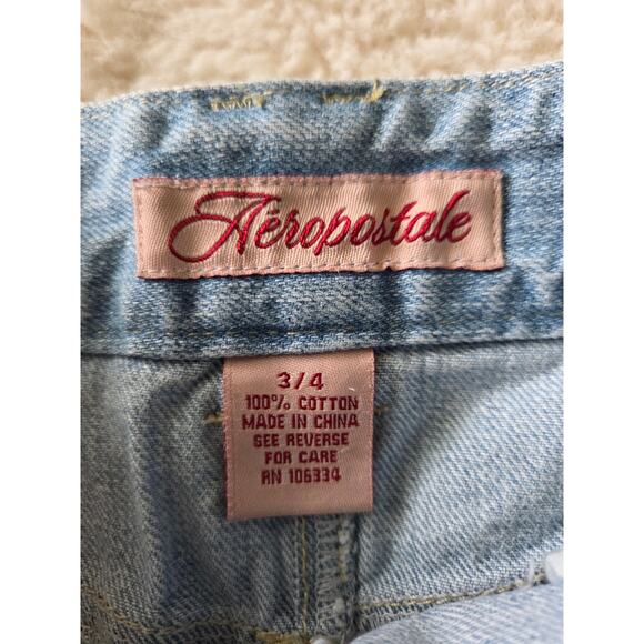 Aeropostale Denim Low Rise Frayed Mini Skirt size 3/4 - Picture 2 of 8